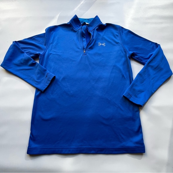 Mens Under Armour Half Zip Pullover Blue Athletic Gym Workout Fishing Small - Picture 1 of 8